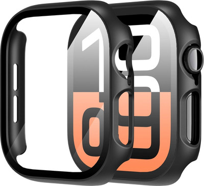 DPJ Tempered Glass Guard for Apple Watch Series 10 (2024) 42mm, Tempered Glass Case Hard PC Screen Protector Protection Ultra-Thin Lightweight Scratch-Resistant Cover for iWatch 42mm S-10 [Black](Pack of 1)