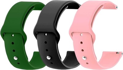 BLACK LOVIES 20 MM Smartwatch straps Pack of 3 Smart Watch Strap(Black, Pink, Green)