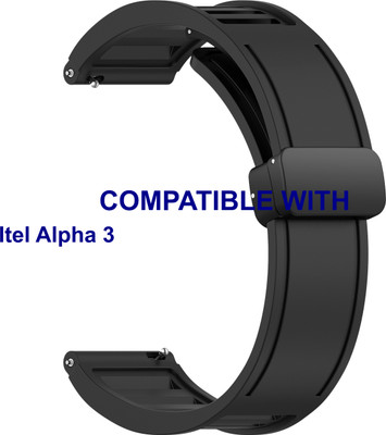 ACM WSM35W22BK3905 Watch Strap Magnetic Clasp Belt 22mm for |Itel Alpha 3 Smartwatch Black Smart Watch Strap(Black)