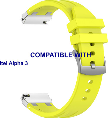 ACM WSM36X22LY3905 Watch Strap Metal Hook Silicone Belt 22mm for |Itel Alpha 3 Smartwatch Lime Yellow (ONLY SUITABLE FOR LARGE WRIST SIZE) Smart Watch Strap(Yellow)