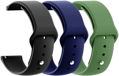 AOnes Pack of 3 Silicone Belt Watch Strap for NoiseFit Active 2 Smart Watch Strap(Black, Blue, Green)