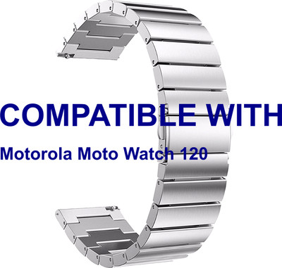 ACM WSM5F22SL3896 Watch Strap Steel Metal Belt 22mm for Motorola Moto Watch 120 Smartwatch Silver Smart Watch Strap(Silver)