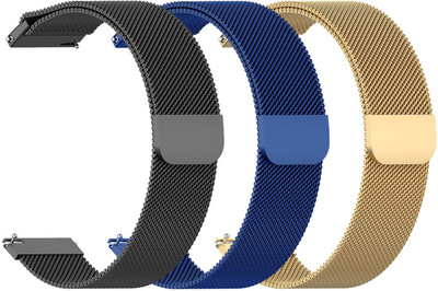 AOnes Pack of 3 Magnetic Loop Watch Strap for Maxima Max Pro Hype + Belt Smart Watch Strap(Black, Blue, Gold) AOnes Pack of 3 Magnetic Loop Watch Strap for Maxima Max Pro Hype + Belt Smart Watch Strap(Black, Blue, Gold)