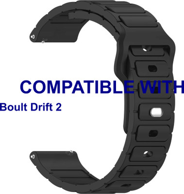 ACM Watch Strap Silicone Belt Button for Boult Drift 2 Smartwatch Black Smart Watch Strap(Black)