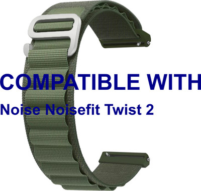 ACM WSM17E22GR3934 Watch Strap Nylon Hook Belt 22mm for Noise Noisefit Twist 2 Smartwatch Green Smart Watch Strap(Green)