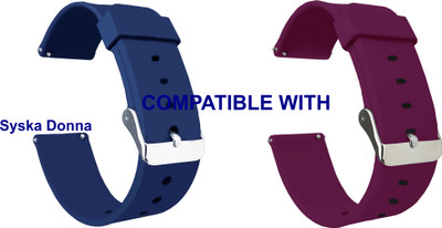 ACM WSM7A22BLPU3026 Pack of 2 Watch Strap Silicone 22mm for |Syska Donna Smartwatch (Blue/Purple) Smart Watch Strap(Mullti Color)