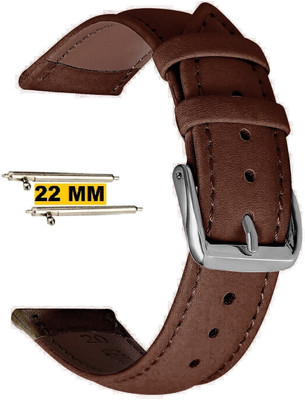PUNAK 22MMM Genuine Leather Smartwatch Strap Smart Watch Strap(Brown)