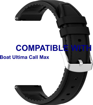 ACM Watch Strap Leather Silicone for Boat Ultima Call Max Smartwatch Black Smart Watch Strap(Black)