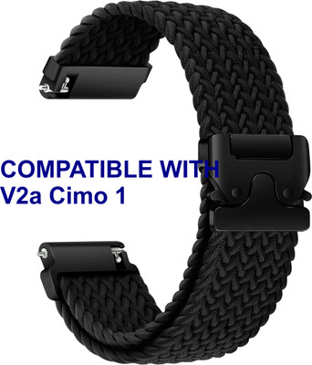 ACM WSM38Z20BK2304 Watch Strap Woven Braided Clipper 20mm for V2a Cimo 1 Smartwatch Black Smart Watch Strap(Black)