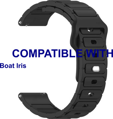 ACM Watch Strap Silicone Belt Button for Boat Iris Smartwatch Black Smart Watch Strap(Black)
