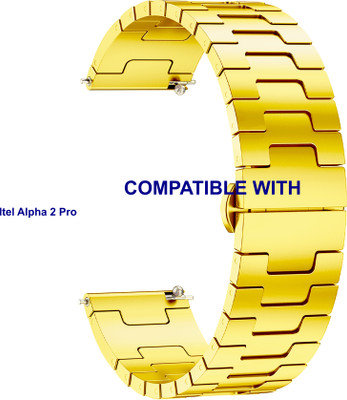 ACM WSM37Y22GL3894 Watch Strap Metal Steel Belt 22mm for New Itel Alpha 2 Pro Smartwatch Gold Smart Watch Strap(Gold)