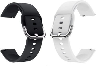 PUNAK 20MM SILICON SMARTWATCH STRAPS PACK OF 2 Smart Watch Strap(Black, White)