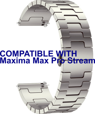 ACM Watch Strap Metal Steel for Maxima Max Pro Stream Smartwatch Titanium Smart Watch Strap(Grey)