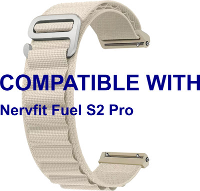 ACM WSM17E20WT3915 Watch Strap Nylon Hook Belt 20mm for Nervfit Fuel S2 Pro Smartwatch White Smart Watch Strap(White)