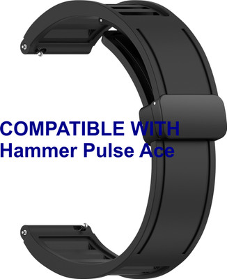ACM WSM35W20BK2881 Watch Strap Magnetic Clasp 20mm for Hammer Pulse Ace Smartwatch Black Smart Watch Strap(Black)