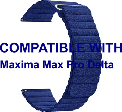 ACM WSM10L22BL3913 Leather Watch Strap Belt 22mm for Maxima Max Pro Delta Smartwatch Blue Smart Watch Strap(Blue)