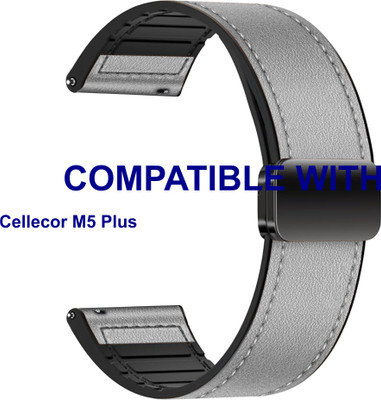 ACM WSM28P22GY3880 Watch Strap Leather Magnetic Silicone Belt 22mm for Cellecor M5 Plus Smartwatch Grey Smart Watch Strap(Grey)