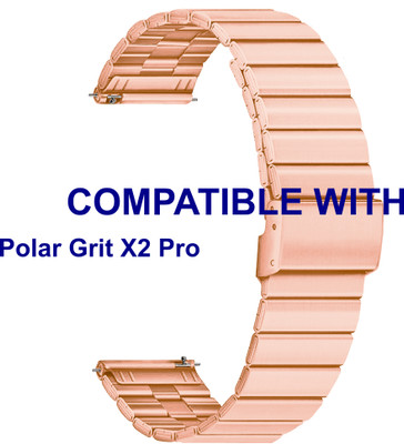 ACM WSM20H22RSG5038 Watch Strap Adjustable Steel Belt 22mm for Polar Grit X2 Pro Smartwatch Rose Gold Pink Smart Watch Strap(Pink)