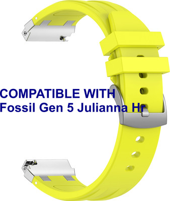 ACM WSM36X22LY1051 Watch Strap Metal Hook Silicone 22mm for Fossil Gen 5 Julianna Hr Smartwatch Lime Yellow Smart Watch Strap(Yellow)