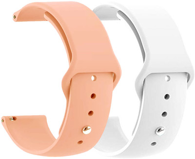 AOnes Pack of 2 Silicone Belt Watch Strap for Fastrack Limitless Xr1 Smart Watch Strap(Pink, White)