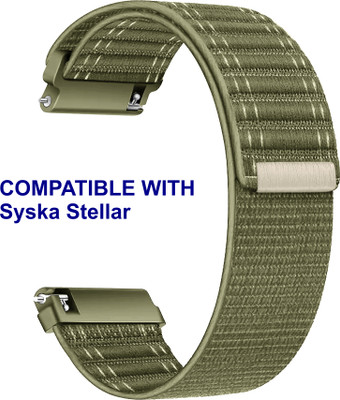 ACM WSM39A20KH3056 Watch Strap Nylon Soft 20mm for Syska Stellar Smartwatch Belt Khakhi Smart Watch Strap(Green)