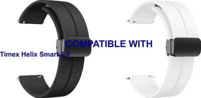 ACM WSM19G20BKWT1803 Pack of 2 Watch Strap Magnetic Clasp 20mm for Timex Helix Smart 2.0 Smartwatch (Black/White) Smart Watch Strap(Mullti Color)