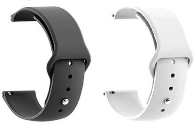 BLACK LOVIES 20 MM Soft Silicon Strap Compatible With No-ise color fit Qube Smart Watch Strap(Black, White)