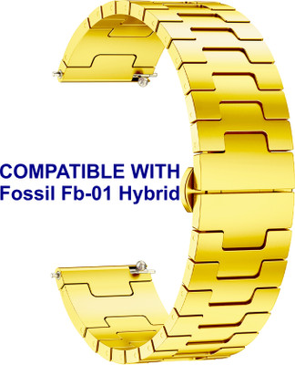 ACM WSM37Y22GL1045 Watch Strap Metal Steel 22mm for Fossil Fb-01 Hybrid Smartwatch Gold Smart Watch Strap(Gold)