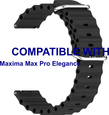 ACM WSM18F22BK3845 Watch Strap Silicone Smart 22mm for Maxima Max Pro Elegance Smartwatch Black Smart Watch Strap(Black)