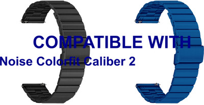 ACM WSM20H22BKBL2875 Pack of 2 Watch Strap Adjustable Steel 22mm for Noise Colorfit Caliber 2 Smartwatch (Black/Blue) Smart Watch Strap(Mullti Color)