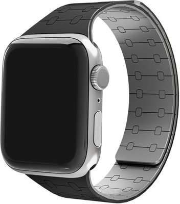 DailyObjects Black Lightweight Velour Snap On Smartwatch Wrist Band/Straps | Compatible With Apple Watchbands (42/44/45/49mm) | High Strength Silicone With Water Resistant Material | Magnetic Closure | Adjustable Strap For Apple Ultra iWatch Series SE 9 8 7 6 5 4 3 2 1 Smart Watch Strap(Black)