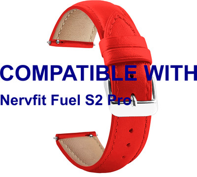 ACM WSM14B20RD3915 Watch Strap Leather Belt 20mm for New Nervfit| Fuel S2 Pro Smartwatch Red Smart Watch Strap(Red)