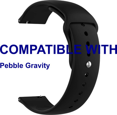 ACM WSM2P22BK3898 Watch Strap Silicone Belt 22mm for |Pebble Gravity Smartwatch Black Smart Watch Strap(Black)
