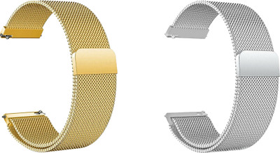 ACM Pack of 2 Watch Strap Magnetic for Aqfit W16 Belt (Gold/Silver) Smart Watch Strap(Mullti Color)