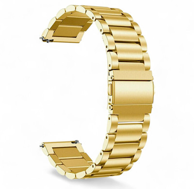 LORENZ 22 MM Gold Stainless Steel Chain Smart Watch Strap(Black)