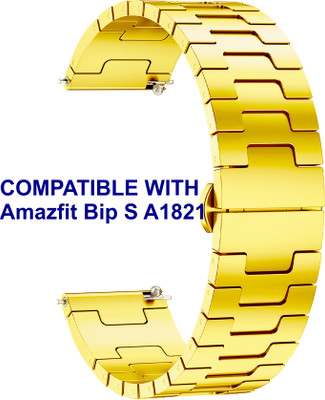 ACM WSM37Y20GL1301 Watch Strap Metal Steel 20mm for Amazfit Bip S A1821 Smartwatch Gold Smart Watch Strap(Gold)
