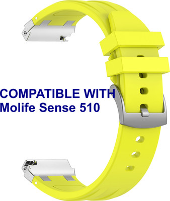 ACM WSM36X22LY1911 Watch Strap Metal Hook Silicone 22mm for Molife Sense 510 Smartwatch Lime Yellow Smart Watch Strap(Yellow)