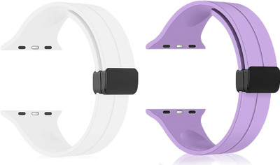 PUNAK Soft Silicon Magnetic Smart Watch Strap Belt for Ultra Watch Smart Watch Strap(White, Purple)