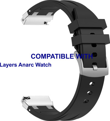 ACM WSM36X22BK3777N1 Watch Strap Metal Hook Silicone 22mm for New |Layers Anarc Watch| Smartwatch Black Smart Watch Strap(Black)