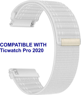 ACM WSM39A22WT1341 Watch Strap Nylon Soft 22mm for Ticwatch Pro 2020 Smartwatch White Smart Watch Strap(White)
