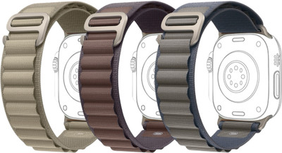 onefit Alpine Loop Strap Nylon Watch Band for Apple Watch 42mm/44mm/45mm/49mm (Only Alpine Loop, Watch NOT Included) Pack of 3 Smart Watch Strap(Green, Purple, Blue)