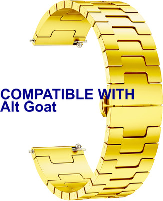ACM Watch Strap Metal Steel 22mm for Alt Goat Smartwatch Belt Gold Smart Watch Strap(Gold)