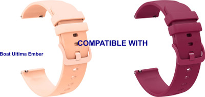 ACM WSM24L22CPPU3850 Pack of 2 Watch Strap Silicone Color Hook 22mm for Boat Ultima Ember Smartwatch (Creame Pink/Purple) Smart Watch Strap(Mullti Color)