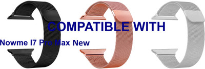 ACM WSM4M40BKRSGSL1066N2 Pack of 3 Sliding 44mm 49mm Watch Strap Magnetic for Nowme I7 Pro Max New Smartwatch Black/Rose Gold Pink/Silver Smart Watch Strap(Mullti Color)