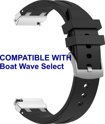 ACM WSM36X22BK2794 Watch Strap Metal Hook Silicone 22mm for Boat Wave Select Smartwatch Black Smart Watch Strap(Black)