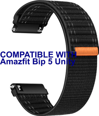 ACM Watch Strap Nylon Soft for Amazfit Bip 5 Unity Smartwatch Black Smart Watch Strap(Black)