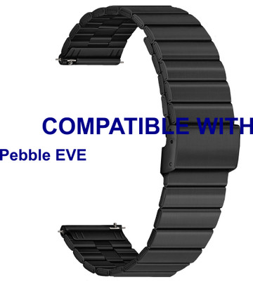 ACM WSM20H22BK3921 Watch Strap Adjustable Steel Belt 22mm for Pebble EVE Smartwatch Black Smart Watch Strap(Black)