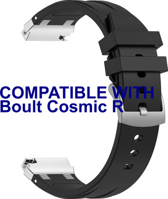 ACM Watch Strap Metal Hook Silicone 22mm for Boult Cosmic R Smartwatch Belt Black Smart Watch Strap(Black)