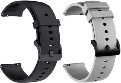 pantan 22mm Black & Grey Soft Silicone Watch Strap/Band with Metal Buckle – Compatible With All 22mm Smartwatches & Analogue Watches (Pack of 2) Smart Watch Strap(Mullti Color)