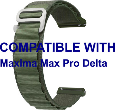ACM WSM17E22GR3913 Watch Strap Nylon Hook Belt 22mm for Maxima Max Pro Delta Smartwatch Green Smart Watch Strap(Green)